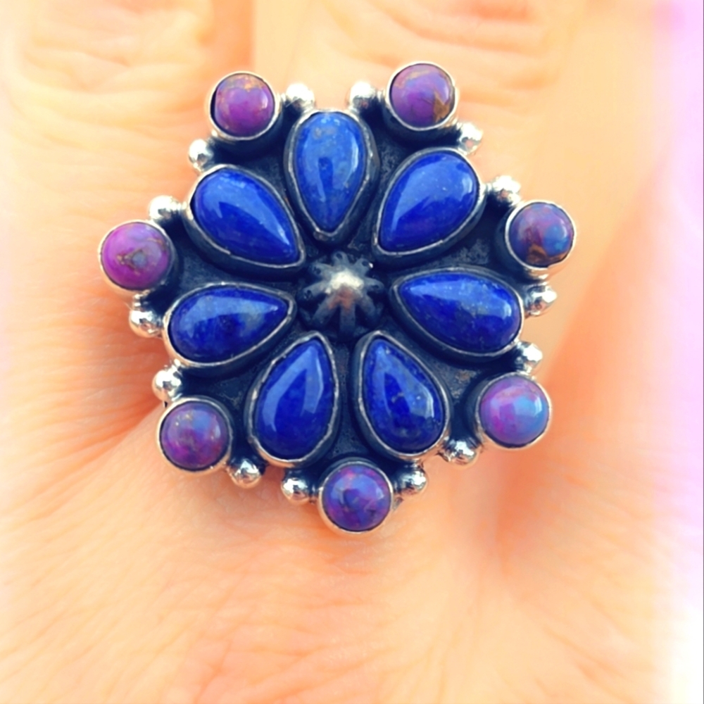 Purple Mohave Turquoise & Lapis Sterling Gemstone Ring